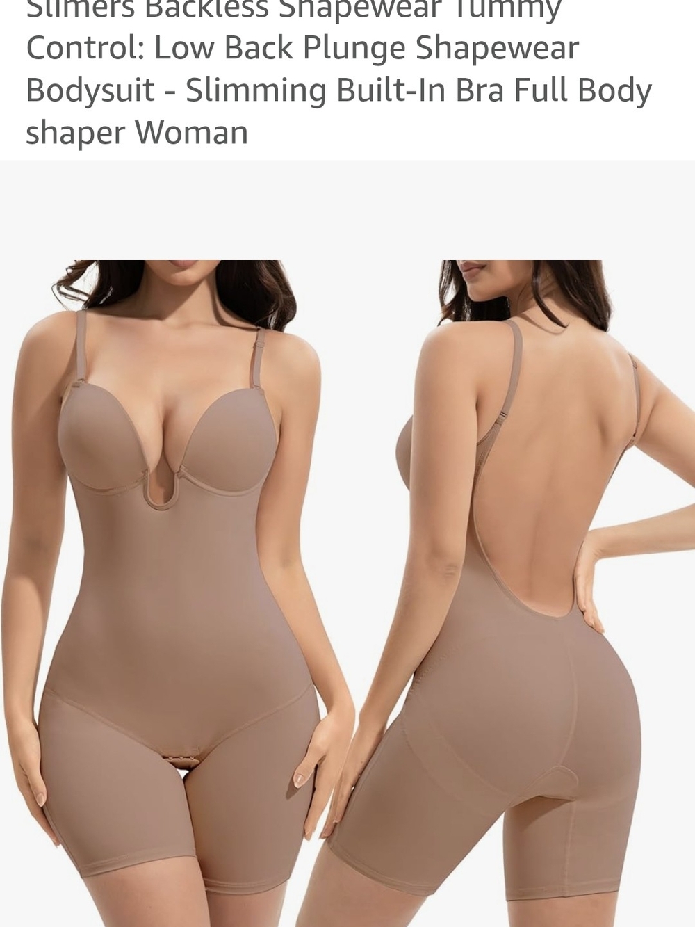 Low-Back Nude Shaping Bodysuit with Built-In Bra